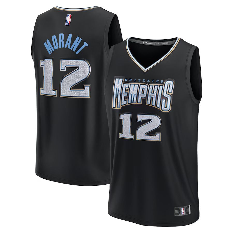 Men Memphis Grizzlies 12 Ja Morant Fanatics Branded Black City Edition 2022-23 Fastbreak NBA Jersey